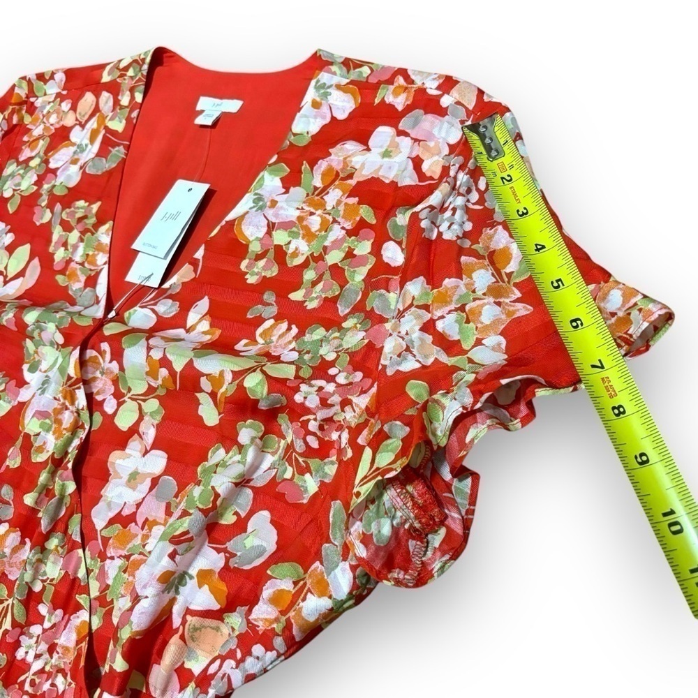 NWT J. Jill Red Papaya Floral Wrap Ruffle Dress - Size Large - Picture 5 of 9
